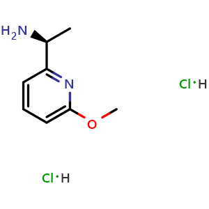 Chemical structure of (1S)-1-(6-methoxy(2-pyridyl))ethylamine dihydrochloride , CAS 2490322-81-9, AChemBlock U110253