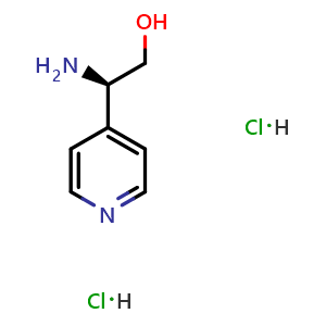 Chemical structure of (2R)-2-amino-2-(4-pyridyl)ethan-1-ol dihydrochloride , CAS 2241594-39-6, AChemBlock U110261