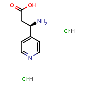 Chemical structure of (R)-3-amino-3-(pyridin-4-yl)propanoic acid dihydrochloride , CAS 499794-69-3, AChemBlock U110264