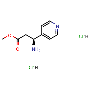 Chemical structure of (S)-methyl 3-amino-3-pyridin-4-yl-propionate dihydrochloride , CAS 1391405-13-2, AChemBlock U110265