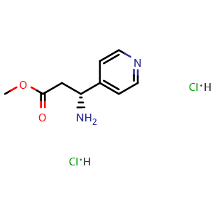 Chemical structure of (R)-methyl 3-amino-3-pyridin-4-yl-propionate dihydrochloride , CAS 1391398-54-1, AChemBlock U110266