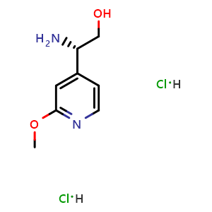 Chemical structure of (2S)-2-amino-2-(2-methoxy(4-pyridyl))ethan-1-ol dihydrochloride , CAS 1640848-91-4, AChemBlock U110270
