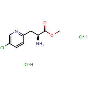 Chemical structure of (S)-methyl 2-amino-3-(5-chloropyridin-2-yl)propanoate dihydrochloride , CAS 2241594-42-1, AChemBlock U110276