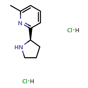 Chemical structure of 2-((2R)pyrrolidin-2-yl)-6-methylpyridine dihydrochloride , CAS 2703746-00-1, AChemBlock U110285