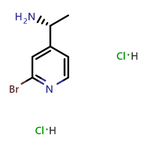 Chemical structure of (R)-1-(2-bromopyridin-4-yl)ethanamine dihydrochloride , CAS 1391423-76-9, AChemBlock U110289