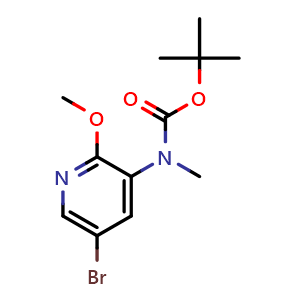 Chemical structure of Tert-butyl (5-bromo-2-methoxypyridin-3-yl)methylcarbamate , CAS 2665662-69-9, AChemBlock U110290