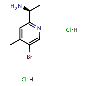 Chemical structure of (S)-1-(5-bromo-4-methylpyridin-2-yl)ethanamine dihydrochloride , CAS 2250243-78-6, AChemBlock U110292