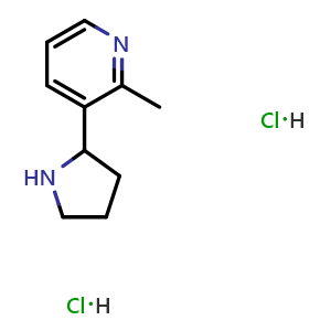 Chemical structure of 2-Methyl-3-pyrrolidin-2-ylpyridine dihydrochloride , CAS 2665662-85-9, AChemBlock U110294