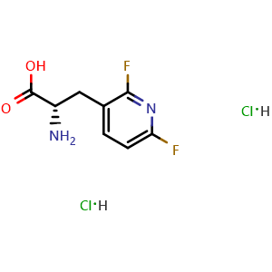 Chemical structure of (2S)-2-amino-3-(2,6-difluoropyridin-3-yl)propanoic acid dihydrochloride , CAS 2061996-59-4, AChemBlock U110298