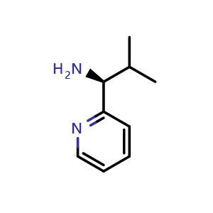 Chemical structure of (1S)-2-methyl-1-(2-pyridyl)propylamine , CAS 144852-18-6, AChemBlock U110303