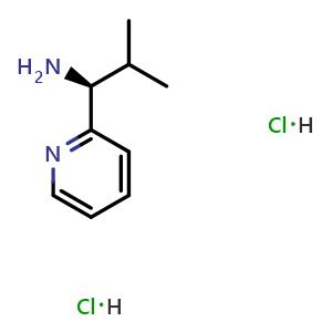 Chemical structure of (1S)-2-methyl-1-(2-pyridyl)propylamine dihydrochloride , CAS 2222165-17-3, AChemBlock U110304