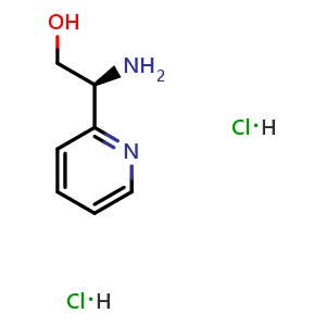 Chemical structure of (2S)-2-amino-2-(2-pyridyl)ethan-1-ol dihydrochloride , CAS 1269652-00-7, AChemBlock U110306