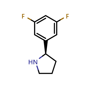 Chemical structure of (2R)-2-(3,5-difluorophenyl)pyrrolidine , CAS 1241683-70-4, AChemBlock U110331