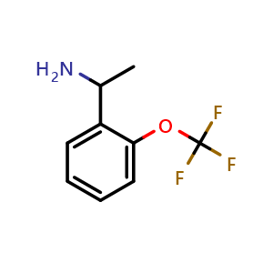 Chemical structure of 1-[2-(Trifluoromethoxy)phenyl]ethan-1-amine , CAS 864263-88-7, AChemBlock U110343