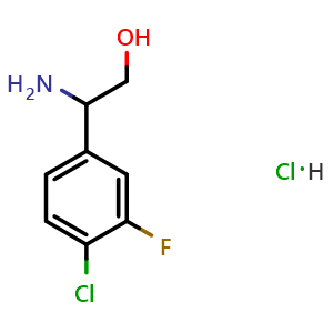 Chemical structure of 2-Amino-2-(4-chloro-3-fluorophenyl)ethan-1-ol hydrochloride , CAS 1427380-48-0, AChemBlock U110366