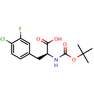 Chemical structure of (2S)-2-[(tert-butoxy)carbonylamino]-3-(4-chloro-3-fluorophenyl)propanoic acid , CAS 1629658-28-1, AChemBlock U110367