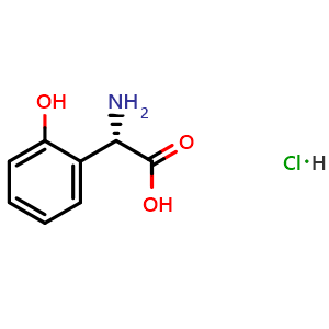 Chemical structure of (S)-2-amino-2-(2-hydroxyphenyl)acetic acid hydrochloride , CAS 2829281-40-3, AChemBlock U110370