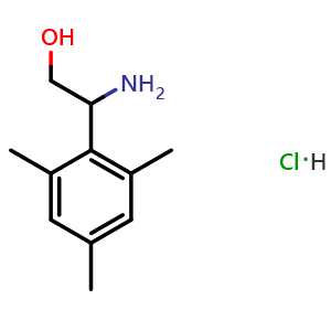 Chemical structure of 2-Amino-2-(2,4,6-trimethylphenyl)ethan-1-ol hydrochloride , CAS 2172054-14-5, AChemBlock U110375