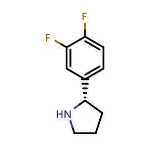 Chemical structure of (2S)-2-(3,4-difluorophenyl)pyrrolidine , CAS 1217775-23-9, AChemBlock U110378