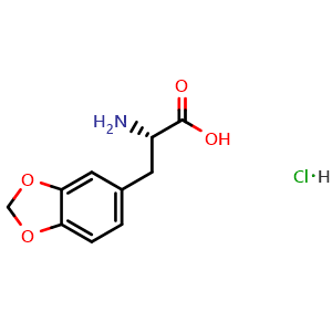 Chemical structure of (S)-2-amino-3-benzo[1,3]dioxol-5-yl-propionic acid hydrochloride , CAS 77141-01-6, AChemBlock U110397