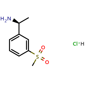 Chemical structure of 1-((1S)-1-aminoethyl)-3-(methylsulfonyl)benzene hydrochloride , CAS 2554775-94-7, AChemBlock U110421