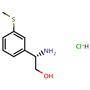 Chemical structure of (2S)-2-amino-2-(3-methylthiophenyl)ethan-1-ol hydrochloride , CAS 2061996-54-9, AChemBlock U110423