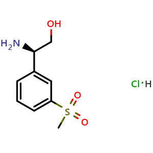 Chemical structure of 3-((1R)-1-amino-2-hydroxyethyl)-1-(methylsulfonyl)benzene hydrochloride , CAS 2061996-89-0, AChemBlock U110425