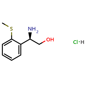 Chemical structure of (2R)-2-amino-2-(2-methylthiophenyl)ethan-1-ol hydrochloride , CAS 2829281-85-6, AChemBlock U110426