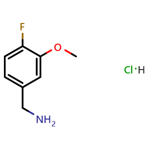 Chemical structure of 4-Fluoro-3-methoxybenzylamine hydrochloride , CAS 869296-41-3, AChemBlock U110428