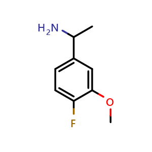 Chemical structure of 1-(4-Fluoro-3-methoxyphenyl)ethan-1-amine , CAS 333753-64-3, AChemBlock U110429