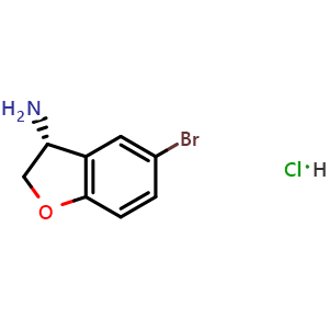 Chemical structure of (3R)-5-bromo-2,3-dihydro-1-benzofuran-3-amine hydrochloride , CAS 1414960-64-7, AChemBlock U110442