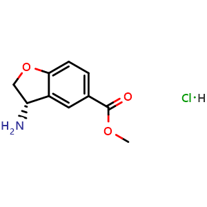 Chemical structure of (S)-methyl 3-amino-2,3-dihydrobenzofuran-5-carboxylate hydrochloride , CAS 2241594-22-7, AChemBlock U110445