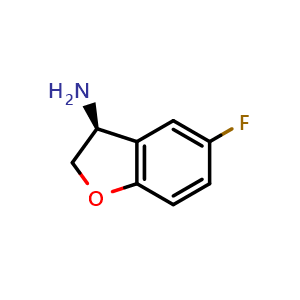 Chemical structure of (3S)-5-fluoro-2,3-dihydro-1-benzofuran-3-amine , CAS 1228571-72-9, AChemBlock U110450