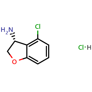 Chemical structure of (3R)-4-chloro-2,3-dihydrobenzo[b]furan-3-ylamine hydrochloride , CAS 2102412-96-2, AChemBlock U110467
