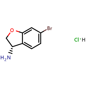 Chemical structure of (3S)-6-bromo-2,3-dihydrobenzo[b]furan-3-ylamine hydrochloride , CAS 2225878-88-4, AChemBlock U110473