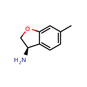 Chemical structure of (3R)-6-methyl-2,3-dihydrobenzo[b]furan-3-ylamine , CAS 1259706-57-4, AChemBlock U110474