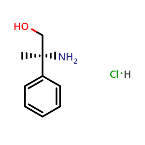 Chemical structure of (2S)-2-amino-2-phenyl-propan-1-ol hydrochloride , CAS 26339-70-8, AChemBlock U110479