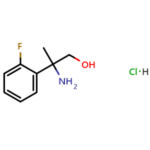 Chemical structure of 2-Amino-2-(2-fluorophenyl)propan-1-ol hydrochloride , CAS 2665661-13-0, AChemBlock U110482
