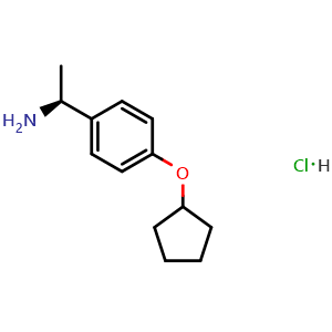 Chemical structure of (1S)-1-(4-cyclopentyloxyphenyl)ethylamine hydrochloride , CAS 2703745-89-3, AChemBlock U110501