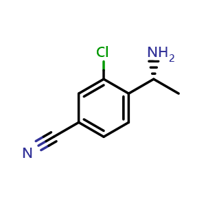 Chemical structure of 4-((1R)-1-aminoethyl)-3-chlorobenzenecarbonitrile , CAS 1335986-46-3, AChemBlock U110519