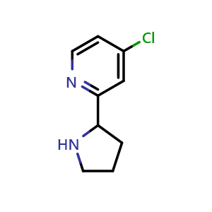 Chemical structure of 4-Chloro-2-(pyrrolidin-2-yl)pyridine , CAS 524674-61-1, AChemBlock U110521