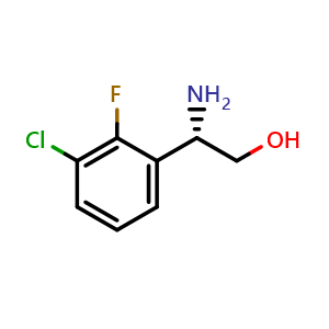 Chemical structure of (2S)-2-amino-2-(3-chloro-2-fluorophenyl)ethan-1-ol , CAS 1212940-70-9, AChemBlock U110524