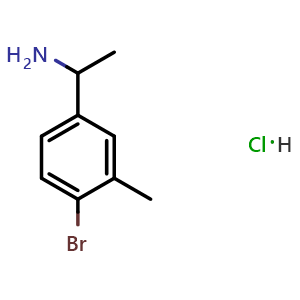 Chemical structure of 1-(4-Bromo-3-methylphenyl)ethan-1-amine hydrochloride , CAS 117520-24-8, AChemBlock U110531