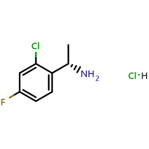 Chemical structure of (1S)-1-(2-chloro-4-fluorophenyl)ethanamine hydrochloride , CAS 1391433-36-5, AChemBlock U110535