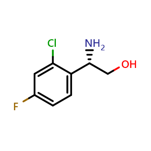 Chemical structure of (2S)-2-amino-2-(2-chloro-4-fluorophenyl)ethan-1-ol , CAS 1212863-92-7, AChemBlock U110536
