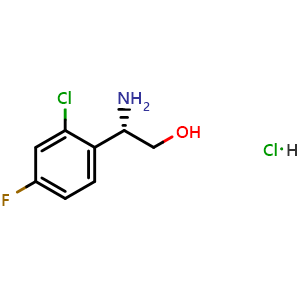 Chemical structure of (2S)-2-amino-2-(2-chloro-4-fluorophenyl)ethan-1-ol hydrochloride , CAS 1391376-63-8, AChemBlock U110537