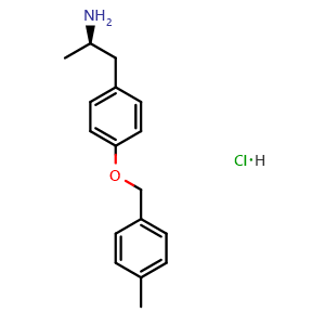 Chemical structure of (2R)-1-{4-[(4-methylphenyl)methoxy]phenyl}propan-2-amine hydrochloride , CAS 2664977-69-7, AChemBlock U110548