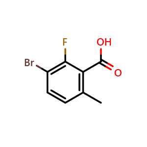 Chemical structure of 3-Bromo-2-fluoro-6-methylbenzoic acid , CAS 1427433-22-4, AChemBlock U110559
