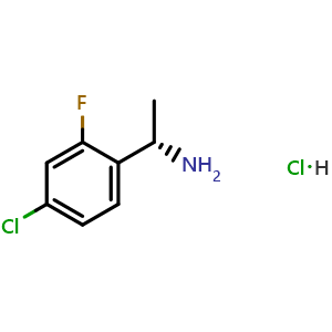 Chemical structure of (1S)-1-(4-chloro-2-fluorophenyl)ethylamine hydrochloride , CAS 2633638-66-9, AChemBlock U110568