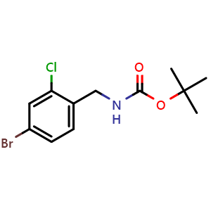 Chemical structure of Tert-butyl 4-bromo-2-chlorobenzylcarbamate , CAS 864266-10-4, AChemBlock U110572